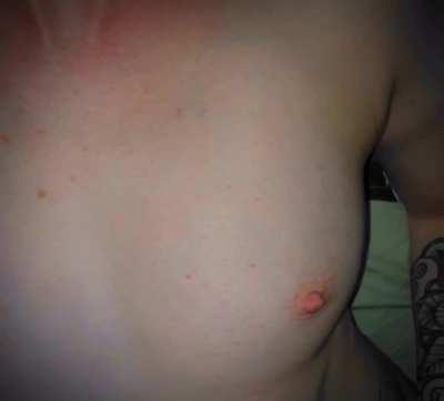 Romantic cumshot on my natural tits