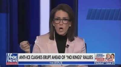 This got pulled down from another sub after gaining traction: Jessica Tarlov leaves her Fox News co-hosts speechless as she drops a list of issues Americans are protesting Trump for on No Kings Day.