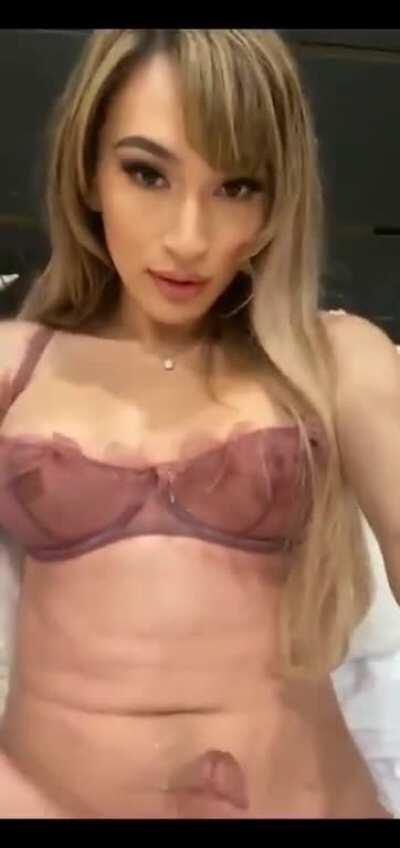 Spitting On Her Big Cock