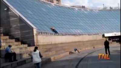 Using a building as a slide