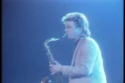 Huey Lewis and the News at the Oakland Coliseum in 1987, performing 