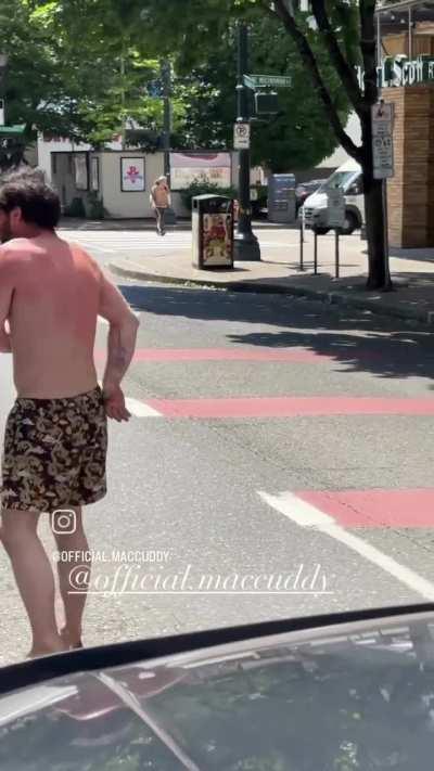 Making my way downtown,  walking slow, In the middle lane with my underwear.  