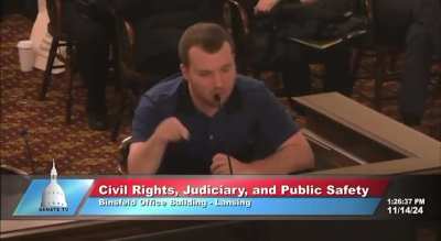 An enraged MAGA dropped the N word during a MI Senate committee hearing over a bill proposed to ban firearms from the state capitol.. punishable by a $100 fine. 