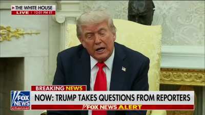 Trump on Elon Musk: "You saw a man who was very happy when he stood behind the Oval desk. Even with a black eye. I said, do you want a little makeup? He said, 'No, I don't think so,' which is interesting ... Elon and I had a great relationship. I don't kn