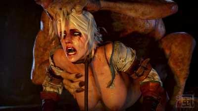 Ciri captured and pounded (Shirami) [The Witcher]