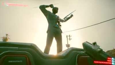 I had to go back to version 1.00 of Cyberpunk on the PS4 to get a bugged trophy and I recorded the funniest bug I've ever encountered in the game.