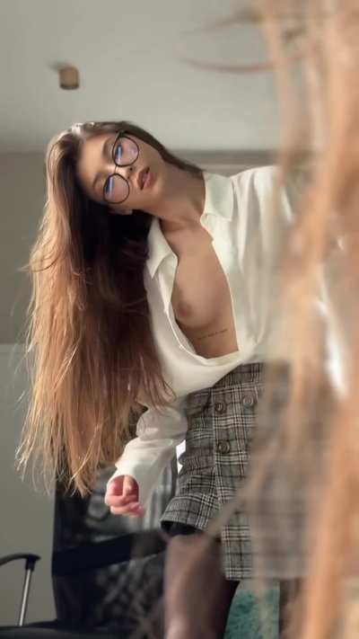 Your cock twitches before I even finish bending down