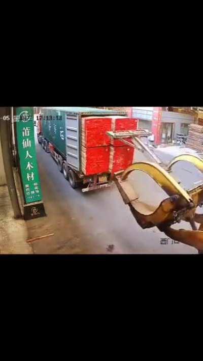 Loading up a container.