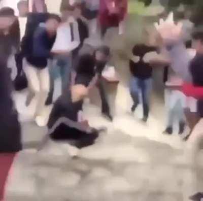 After school fight (roundhouse kick!)
