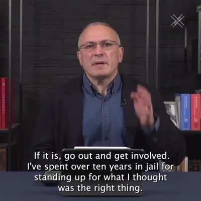 Russian opposition leader Mikhail Khodorkovsky recorded a video message to the Russians