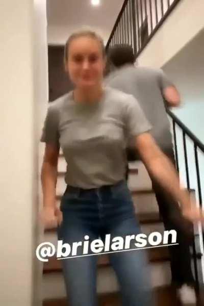 Brie Larson braless jiggle