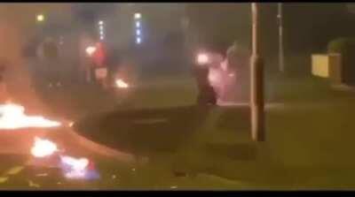 Trying to throw molotov cocktails