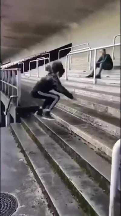 WCGW jumping up the stairs