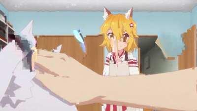 Nakano pets Shiro and Senko