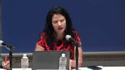 Jessica Krug, the fake black woman, explains how a 15 year old boy being hacked to death with a machete is a good thing because he was a police explorer