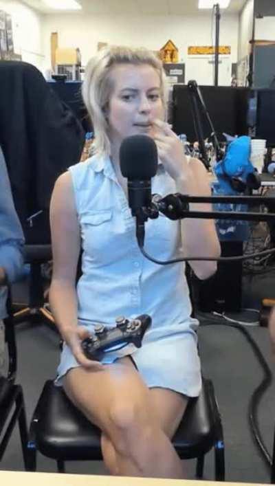 Beautiful angel Elyse Willems not wearing panties on stream