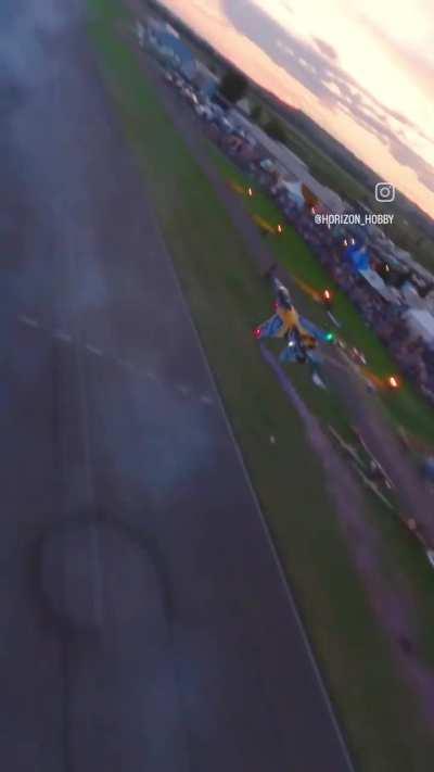 Giant RC Jets chased by Drones