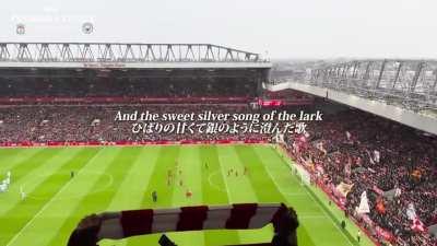 Japanese football fan moved to tears by 'Allez Allez Allez' and 'YNWA' at Anfield