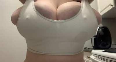 Big tits in a small sports bra OC
