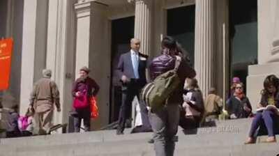 Girl can't even eat her hotdog in peace