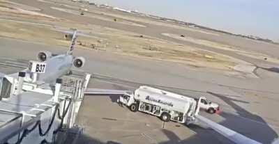 Truck Manages to Crash Into Two Planes