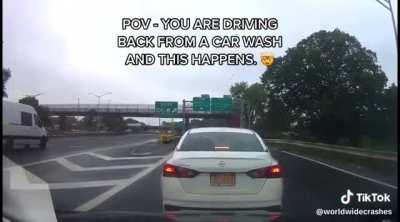 POV car was driving too slow, so this jerk took it into her own hands.