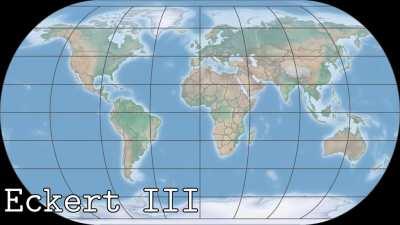 [OC] 10 map projections and how they distort the world, video 57s.