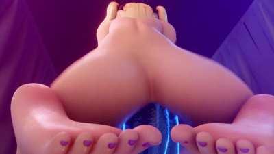 Fischl enjoys her massive dildo.