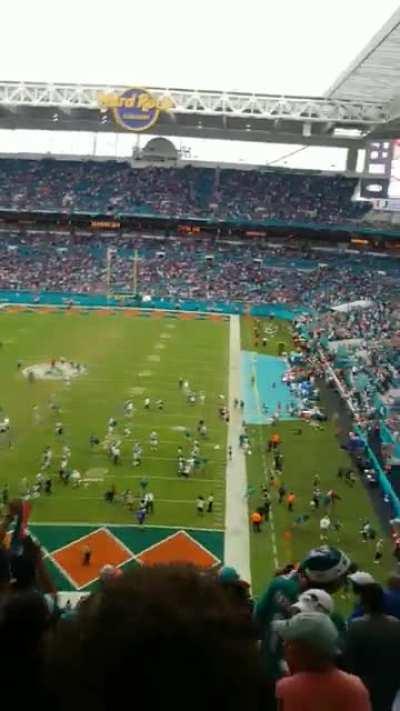 Flashback my to my douche-bag self at the Miami Miracle. The pats fans were talking mad s*#t so they got what they dished out. A legit highlight of my life, the energy in that place..