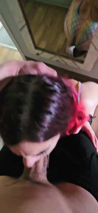 You can see the genuine love she has for worshiping a big thick cock 