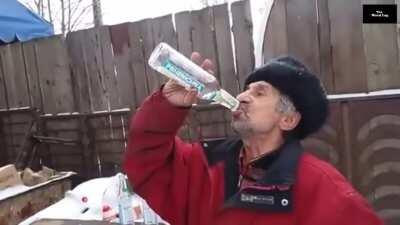 Chugging three bottles of vodka
