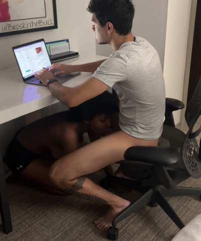 Keeping herself busy while I respond to my messages