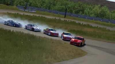 Team 7 man tandem drift on a track we just released (link in comments)