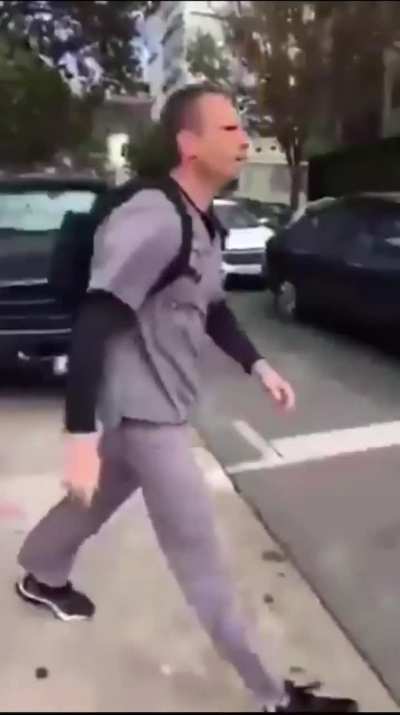 Man freaks out at activists blocking the road