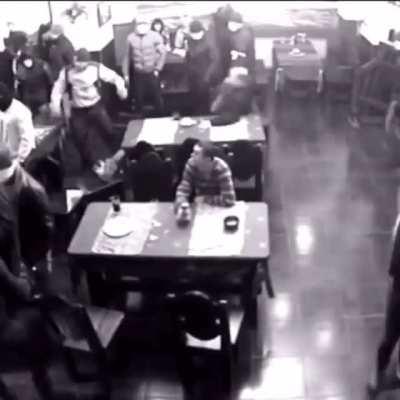 He just stays seated like nothings happening.