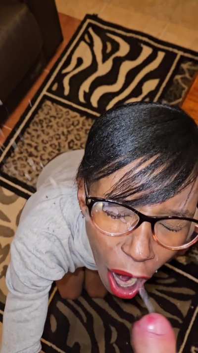Cum on face and glasses