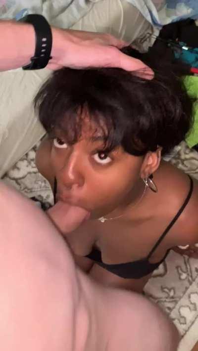 How do I look with his white cock in my mouth