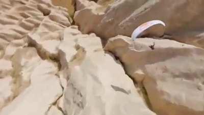 French athlete Valentin Delluc, paragliding over Capadocia, Turkey