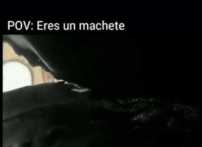 Yo con un machete en la mochila