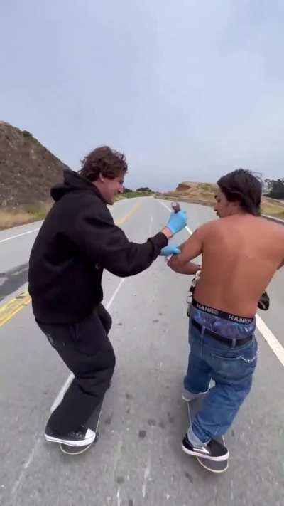 getting inked while shredding the gnar @tannernapper on instagram