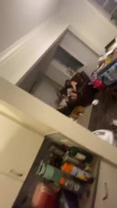 Trying to sneak a quickie in while in the kitchen