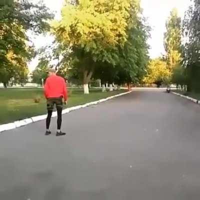 Jumping over moving scooter 🤦‍♂️