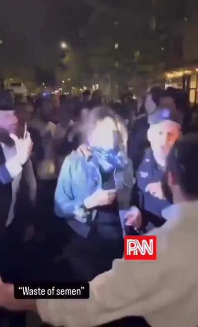 NYC unheard of riot. Jewish men chasing a woman screaming insults to the point a cop has to escort her away.
