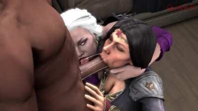 Wonder Woman And Sindel Deepthroat (Quick E) [DC & Mortal Kombat]