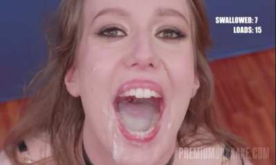 Cumslut can't have enough of cum 💦💦 she swallowed 79 loads also got her face covered 💦💦