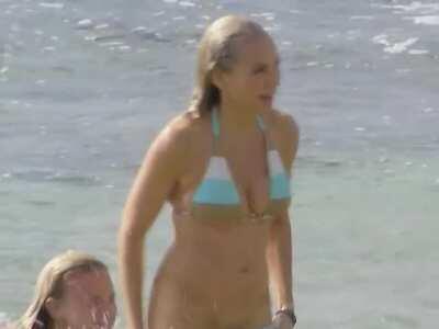 Blond bikini pantsing