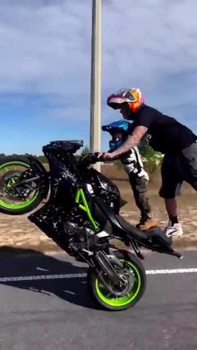Hey Dad lets go do wheelies