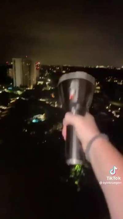 World’s brightest flashlight shined from Florida’s highest hotel room.