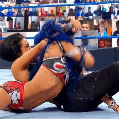 Sasha Banks tastes her own medicine by Bayley