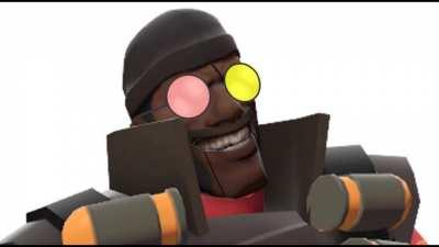 Demoman gets drunk and becomes Spamton from Deltarune.